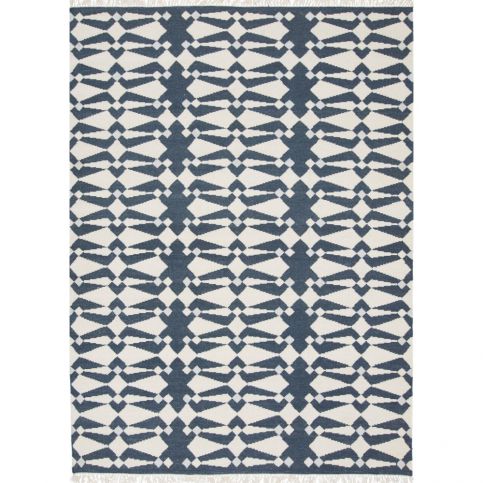 Modro-bílý ručně tkaný koberec Linie Design Andria, 140  x  200 cm - Bonami.cz