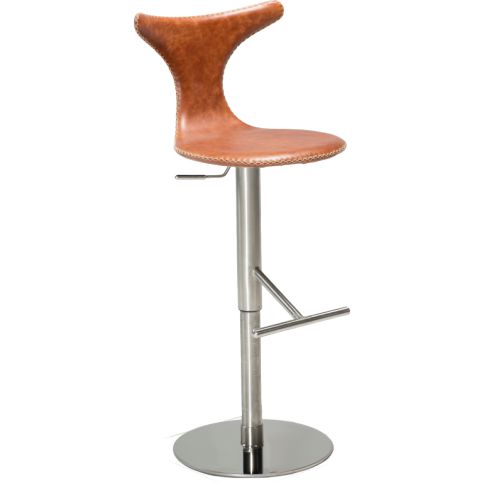 Barová židle DanForm Dolphin, světle hnědá kůže, podnož leštěná ocel DF00458609 DAN FORM - Designovynabytek.cz