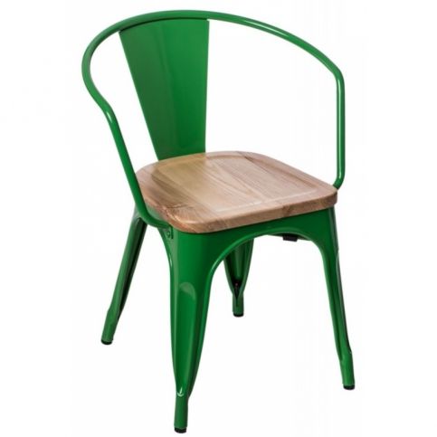 Jídelní židle Tolix 45 s područkami, sv. zelená/borovice 72732 CULTY - Beliani.cz