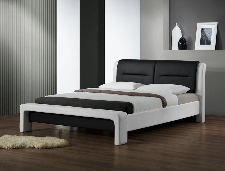 HALMAR Čalouněná postel Cassandra 160x200 dvoulůžko - bílo-černá - ATAN Nábytek
