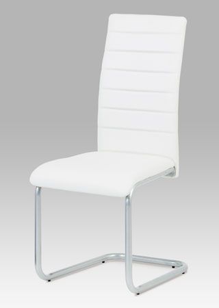 Autronic Jídelní židle DCL-102 WT - koženka bílá / šedý lak - DEKORHOME.CZ