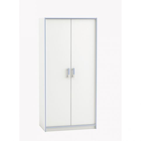 Bílá dvoudveřová šatní skříň s vyměnitelnými barevnými panely Demeyere Switch - Bonami.cz