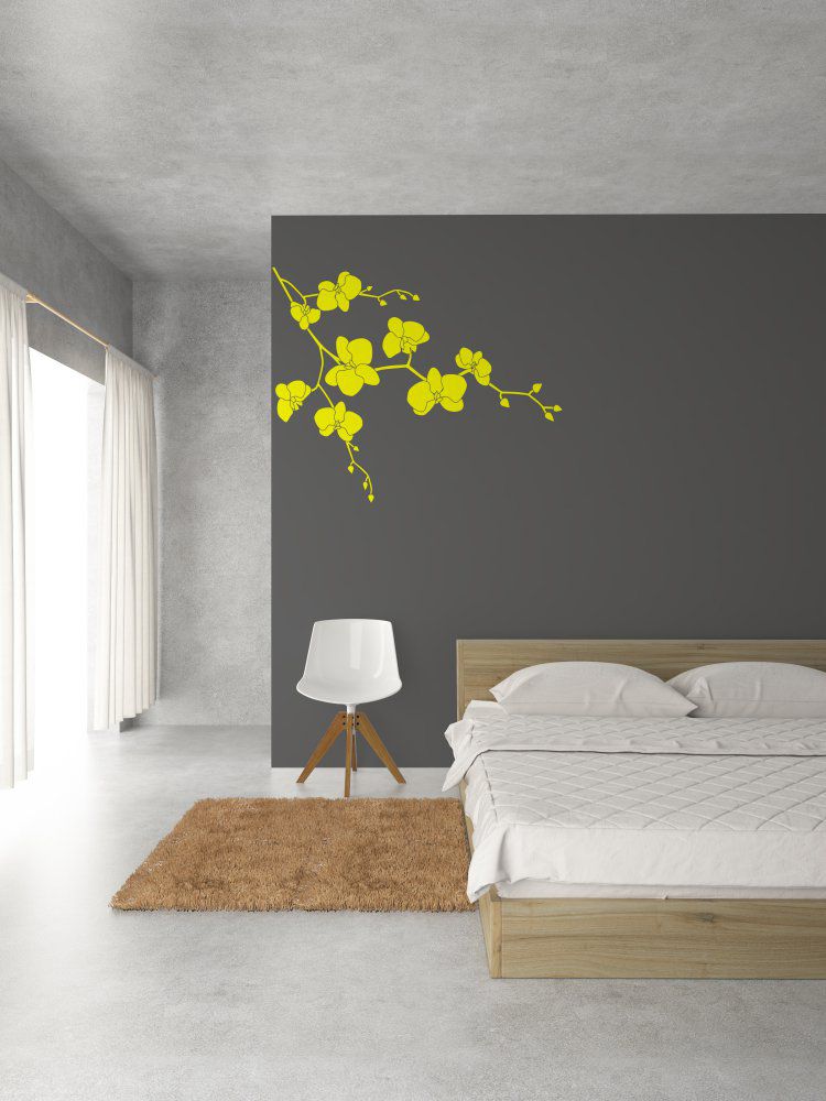 GLIX Květinová dekorace II. -samolepka na zeď Žlutá 50 x 40 cm - GLIX DECO s.r.o.