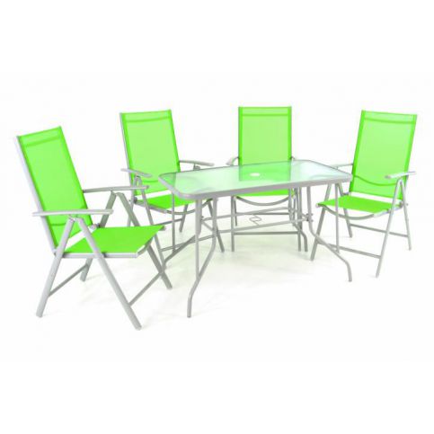 OEM D40990 Zahradní skládací set stůl + 4 stohovatelné židle - zelená - T-zboží.cz