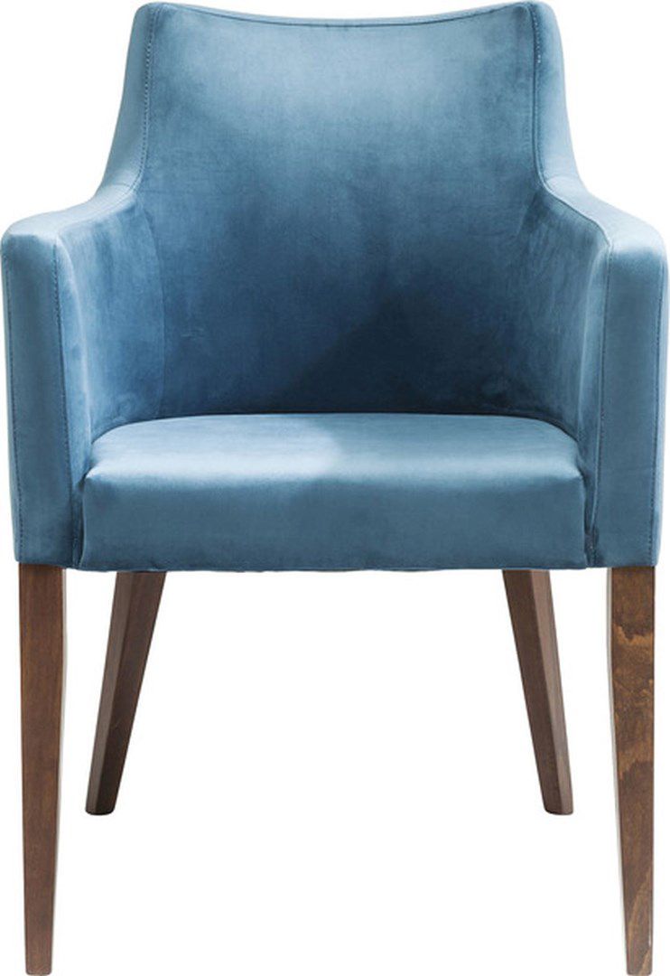 Modrá čalouněná židle s područkami Mode Velvet - KARE