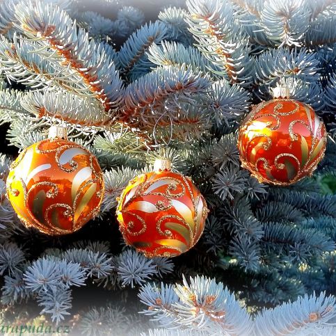 Vánoční ozdoby koule 6 ks oranžové - Stará půda