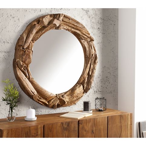 INV Zrcadlo RIVER 80cm recyklované dřevo - Design4life
