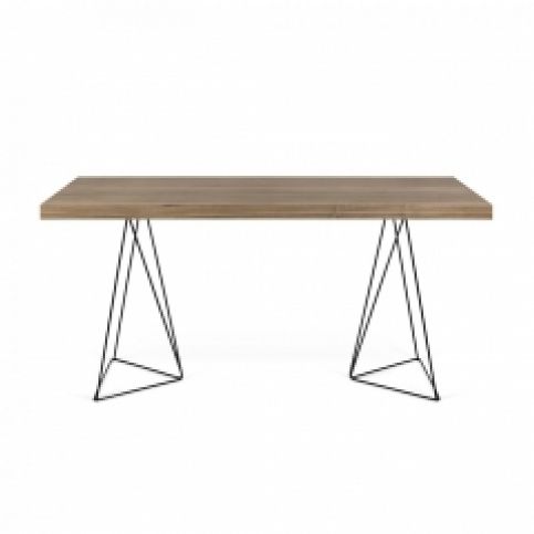 TH Stůl SOLVAS TRIANGLE 180 cm -ořech dýha - černá (Ořech (dýha),černé nohy)  - Design4life