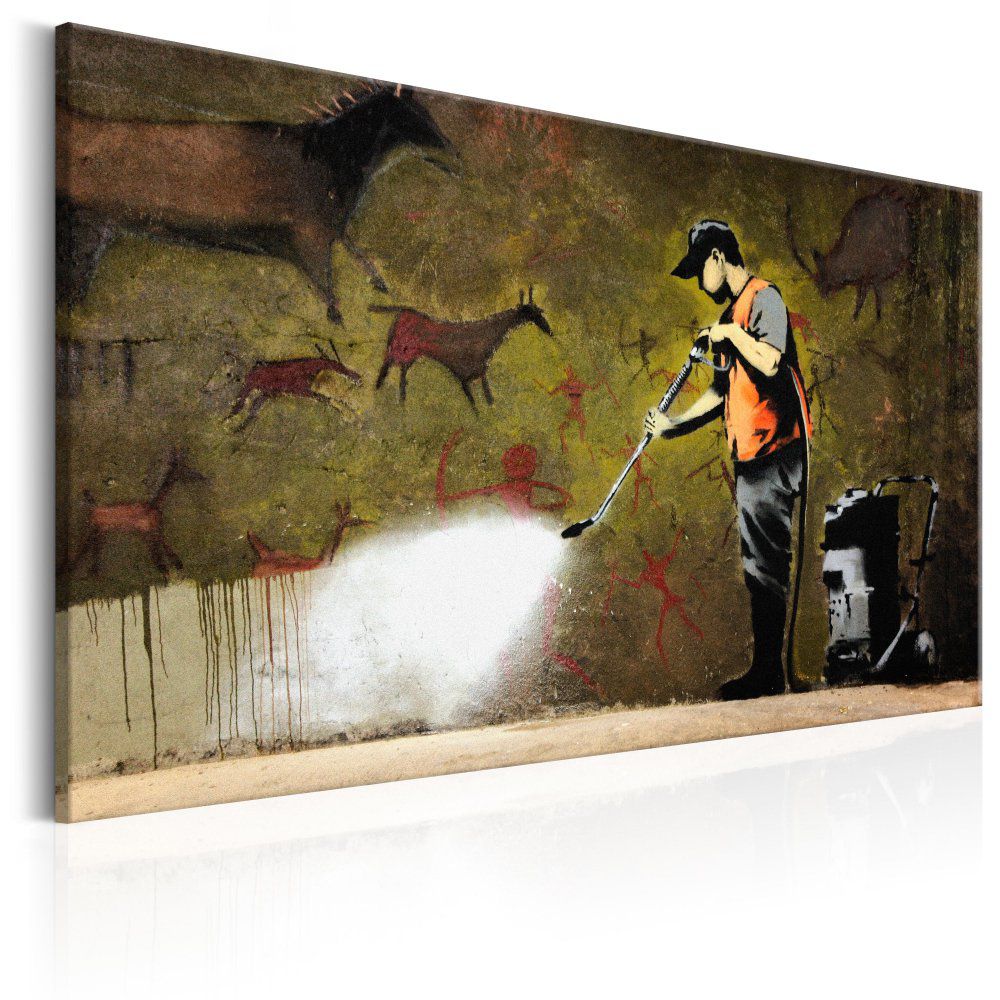 Obraz na plátně Bimago - Cave Painting by Banksy 60x40 cm - GLIX DECO s.r.o.