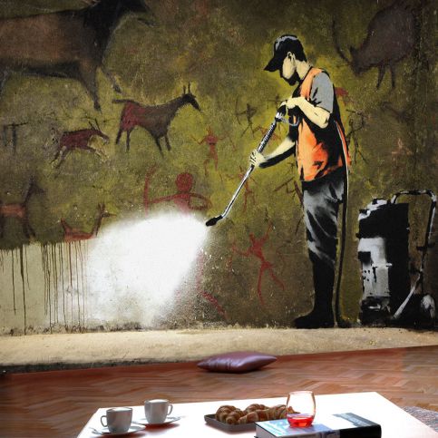 Bimago Fototapeta - Banksy - Cave Painting 350x245 cm - GLIX DECO s.r.o.
