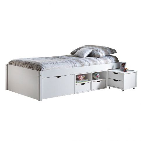 Bílá dřevěná postel s úložným prostorem 13Casa Leon, 90 x 200 cm - Bonami.cz