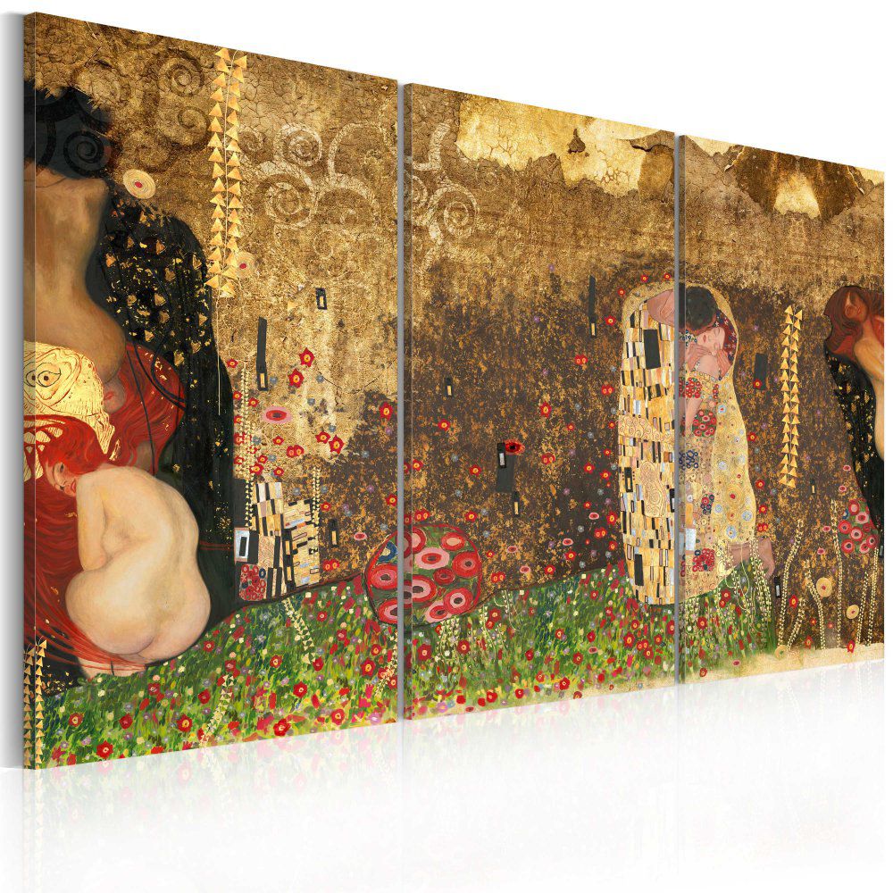 Obraz na plátně Bimago - Gustav Klimt - inspirace- triptych 60x40 cm - GLIX DECO s.r.o.
