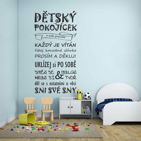 Samolepka na zeď - Dětský pokojíček pravidla (30x60 cm) - PopyDesign - Popydesign