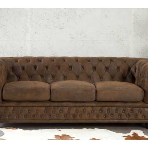 INV Sofa Rosemary třímístné, hnědá antik - Design4life