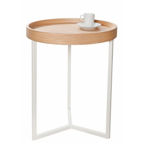 INV Odkládací stolek Linoa 40cm bílý/dub - Design4life