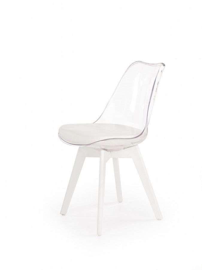 Halmar Jídelní židle K245, bílá/průhledná - DEKORHOME.CZ