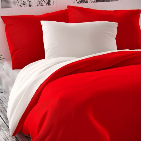 Kvalitex Saténové povlečení Luxury Collection červená / bílá, 200 x 200 cm, 2 ks 70 x 90 cm - 4home.cz