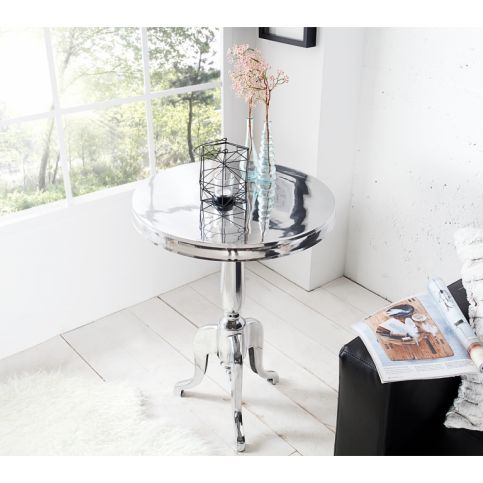 INV Odkládací stolek 75cm stříbrný,kruhový - Design4life