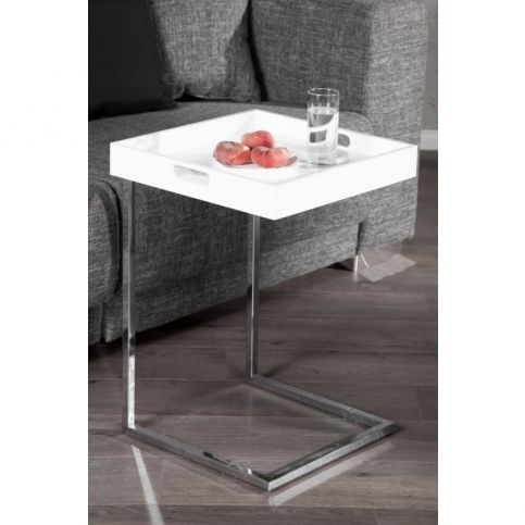 INV Odkládací stolek Nica bílá-chrom, podnos - Design4life
