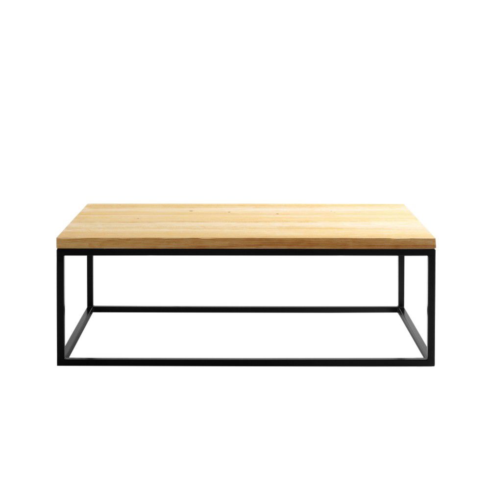 Nordic Design Přírodní masivní konferenční stolek Rew s černou podnoží 75x130 cm - Designovynabytek.cz