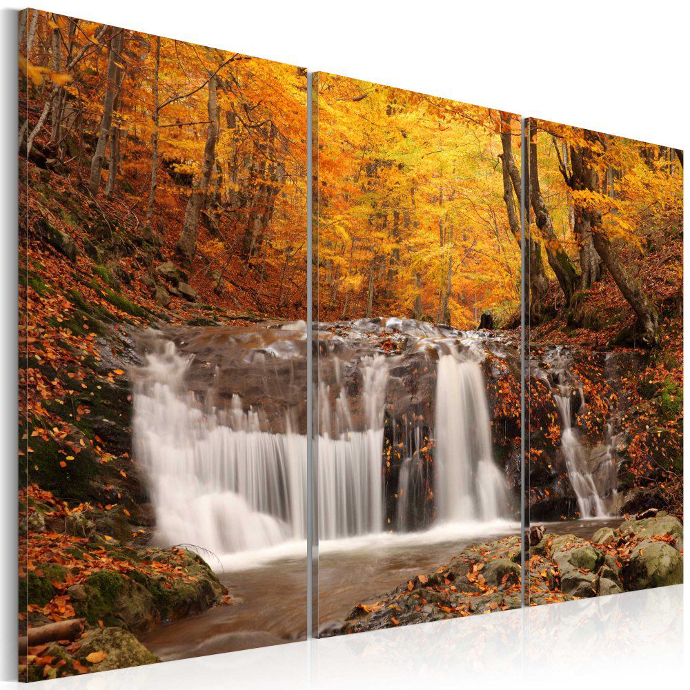 Obraz na plátně Bimago - Vodopád mezi podzimními stromy 60x40 cm - GLIX DECO s.r.o.