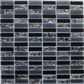 Skleněná mozaika Premium Mosaic černá 30x30 cm lesk MOS4815CRBK (bal.1,370 m2)
