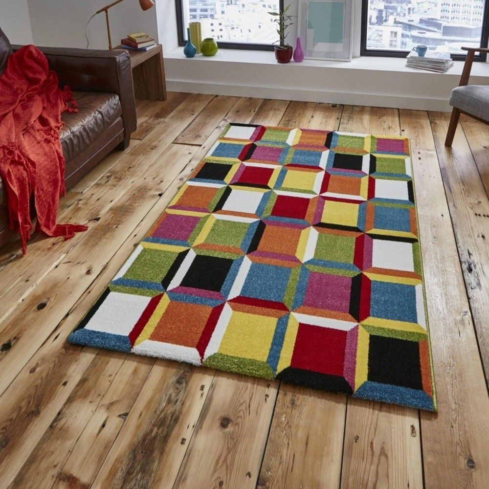 Barevný kostkovaný koberec Think Rugs Sunrise 160 x 220 cm - Bonami.cz