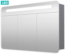 Zrcadlová skříňka s osvětlením Naturel Iluxit 100x65 cm MDF šedostříbrná GALPIR100LED - Siko - koupelny - kuchyně