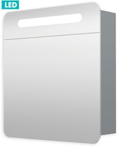 Zrcadlová skříňka s osvětlením Naturel Iluxit 60x65 cm MDF šedostříbrná GALPIR60LED - Siko - koupelny - kuchyně