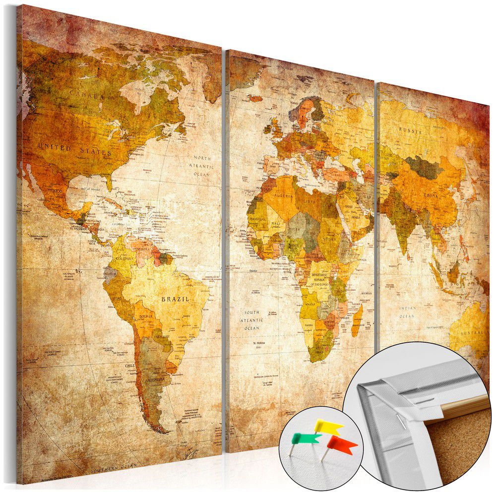 Vícedílná nástěnka s mapou světa Bimago Antique Travel, 120 x 80 cm - Bonami.cz