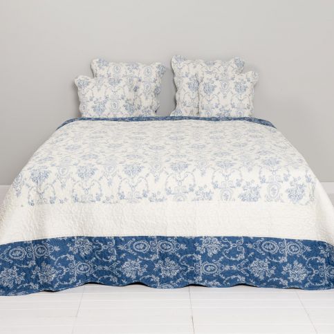 Přehoz na dvoulůžkové postele Roses blue -180*260 cm Clayre & Eef - LaHome - vintage dekorace