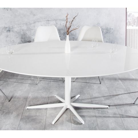 INV Jídelní stůl Vitalis 170cm ovál, bílý lesk - Design4life