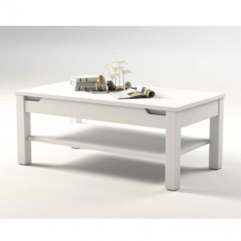 konferenční stolek, bílý vysoký lesk, ADONIS AS 96 - maxi-postele.cz