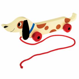 Dřevěný tahací jezevčík Rex London Charlie The Sausage Dog, délka 31,5 cm