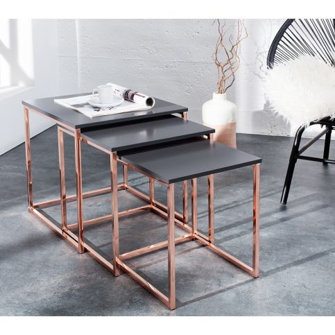 INV Odkládací stolek Novico 3-set měď - Design4life