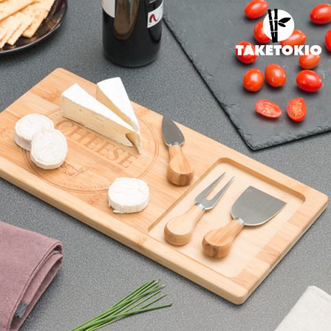 Bambusové kuchyňské prkénko se speciálními noži na sýr TakeTokio (4 kusy) (80670) - aaaHome.cz