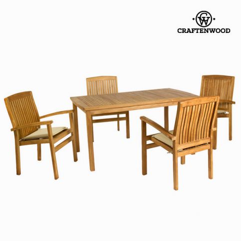 Týkový stůl se 4 židlemi GardenStyle II - týkové dřevo  (54979) - aaaHome.cz