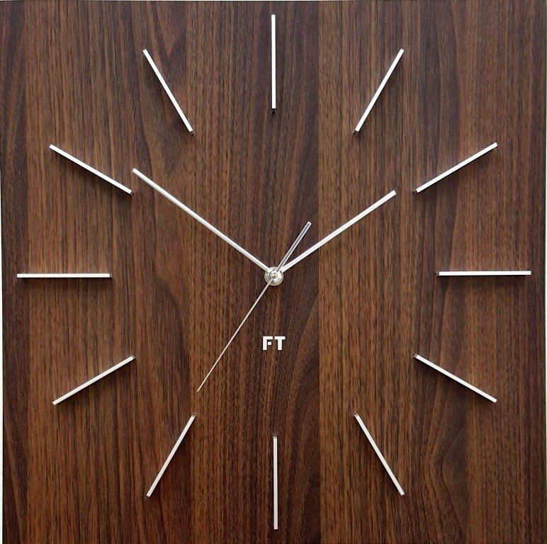 Designové nástěnné hodiny Future Time FT1010WE Square dark natural brown 40cm - alza.cz