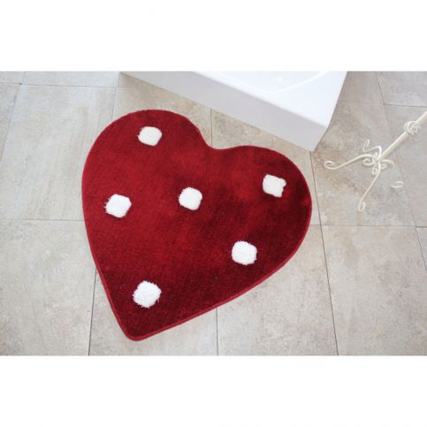 Červený koberec ve tvaru srdce Confetti Bathmats Poni - Bonami.cz