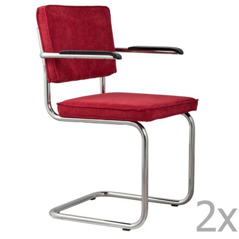 Sada 2 červených židlí s područkami Zuiver Ridge Rib - Bonami.cz