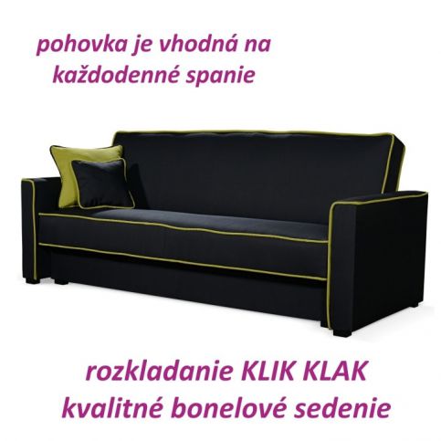 Pohovka, rozkládací, s úložným prostorem, černá / neonová, LUMIA - maxi-postele.cz