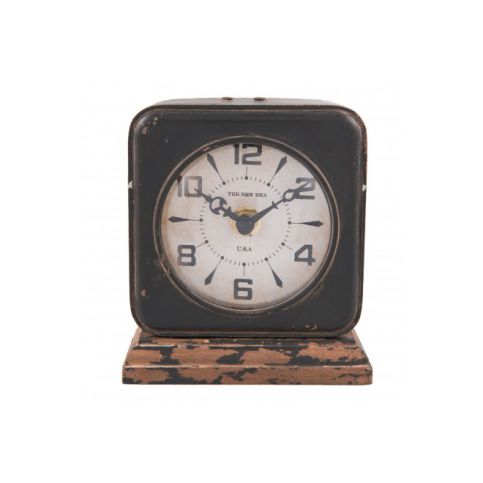 Kovové stolní retro hodiny s patinou - 11*5*12 cm Clayre & Eef - LaHome - vintage dekorace