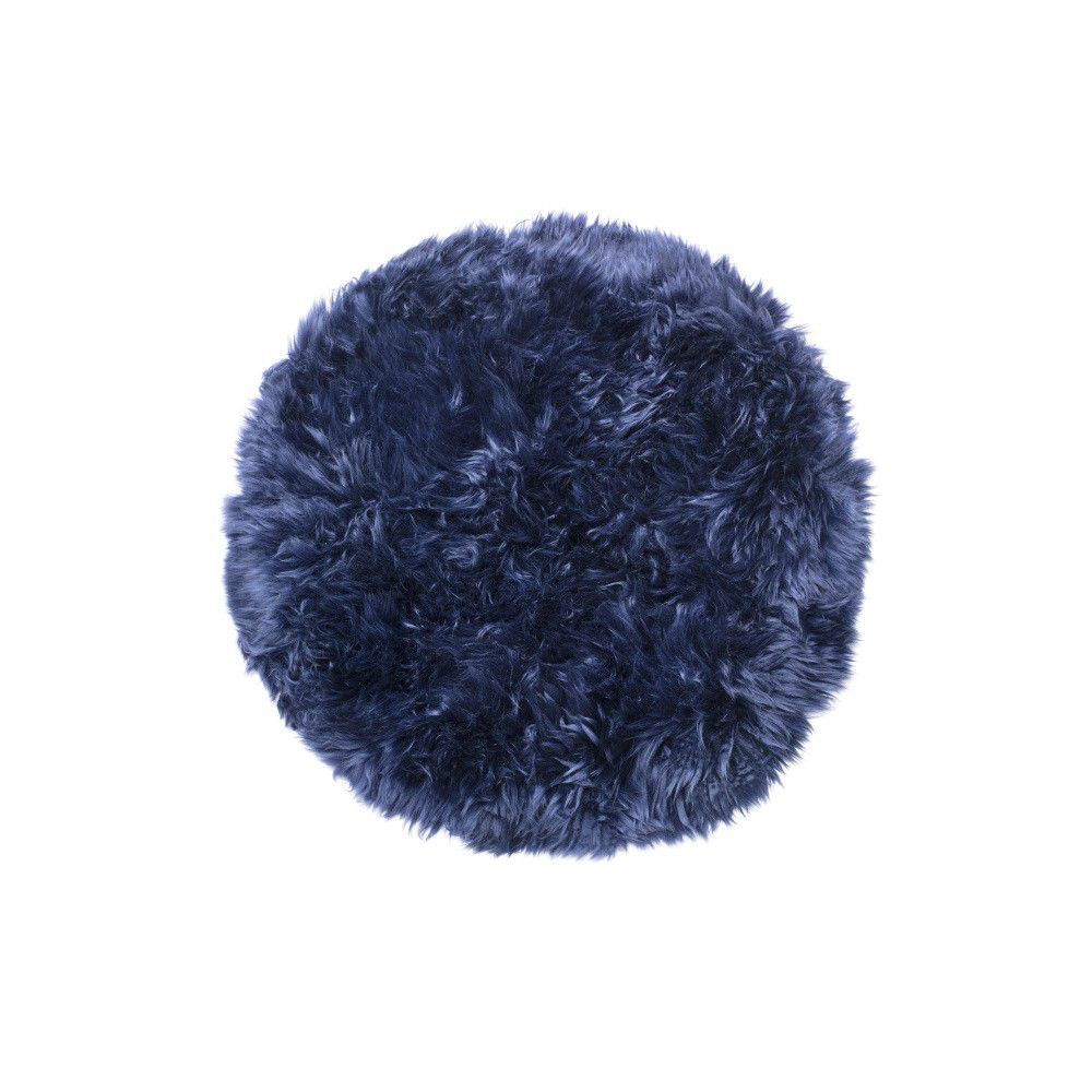 Tmavě modrý koberec z ovčí kožešiny Royal Dream Zealand, ⌀ 70 cm - Bonami.cz