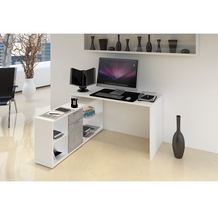 Tempo Kondela PC stůl NOE NEW - bílá / beton - ATAN Nábytek