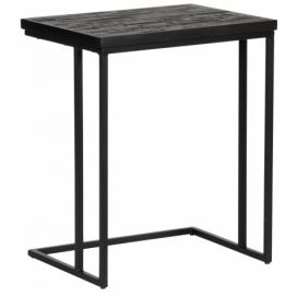 Černý odkládací stolek s deskou z recyklovaného teakového dřeva BePureHome Shape