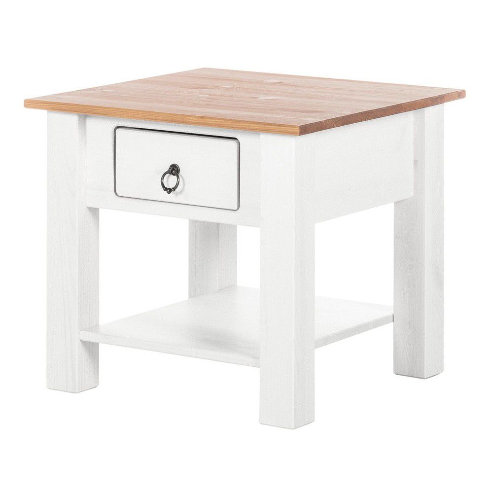 Bílý konferenční stolek z borovicového dřeva s přírodní deskou Støraa Klein - Bonami.cz