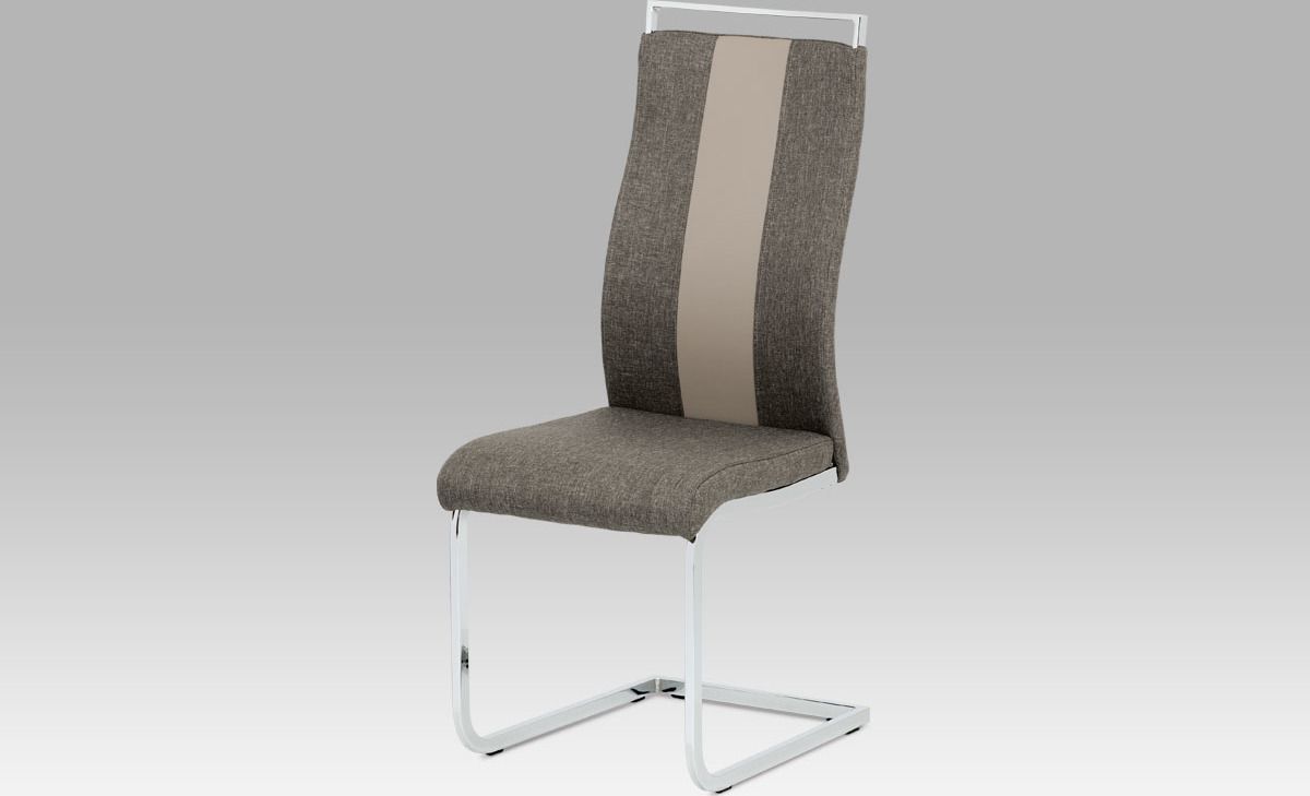 Autronic Jídelní židle | látka a koženka | chrom | 44x43x106x47 Barva: lanýžová AUDCL-449 LAN2 - Veselá Žena.cz