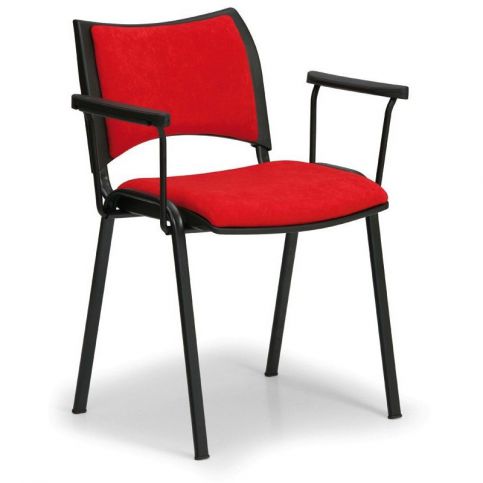 Konferenční židle SMART - černé nohy s područkami červená - Favi.cz