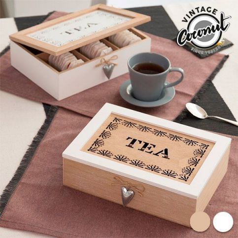 Dřevěný box na čaj Vintage - bílý (65004) - aaaHome.cz