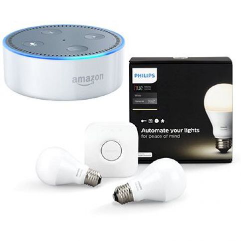 Philips Hue White 8.5W E27 starter kit + Amazon Echo Dot bílý (2.generace) - alza.cz